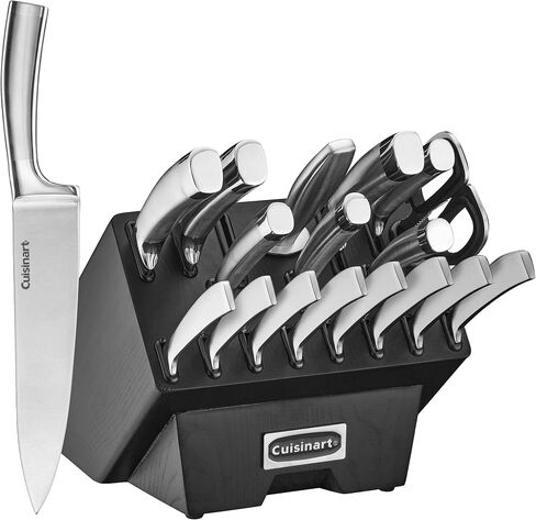 Cuisinart C77SS-19P Normandy 19 Piece Cutlery Block Set, Stainless Steel Ashwood Black in Saudi Arabia