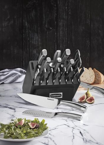 Cuisinart C77SS-19P Normandy 19 Piece Cutlery Block Set, Stainless Steel Ashwood Black in Saudi Arabia