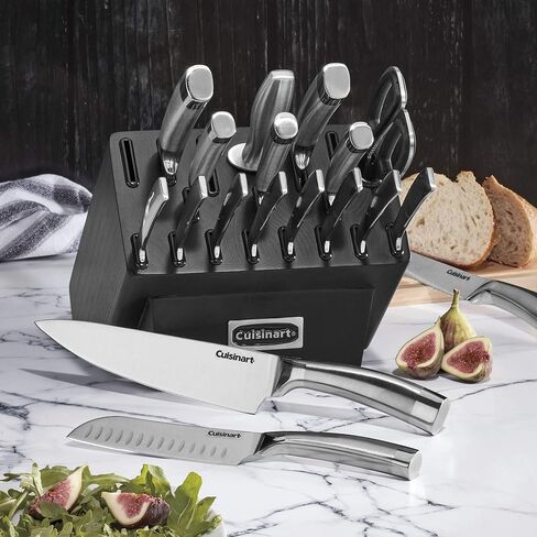 Cuisinart C77SS-19P Normandy 19 Piece Cutlery Block Set, Stainless Steel Ashwood Black in Saudi Arabia
