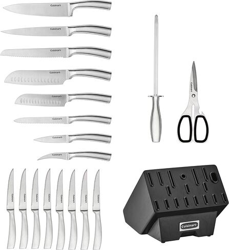 Cuisinart C77SS-19P Normandy 19 Piece Cutlery Block Set, Stainless Steel Ashwood Black in Saudi Arabia