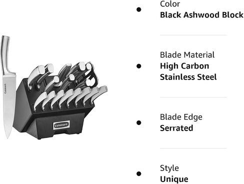 Cuisinart C77SS-19P Normandy 19 Piece Cutlery Block Set, Stainless Steel Ashwood Black in Saudi Arabia
