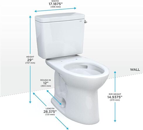 TOTO Drake Two-Piece Elongated 1.28 GPF TORNADO FLUSH Toilet with CEFIONTECT and Right-Hand Trip Lever, Cotton White - CST776CERG#01 in Saudi Arabia