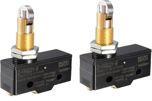 uxcell 2PCS Z-15GQ21-B 1NO + 1NC Panel Mount Roller Plunger Micro Limit Switch, Screw Terminal in Saudi Arabia