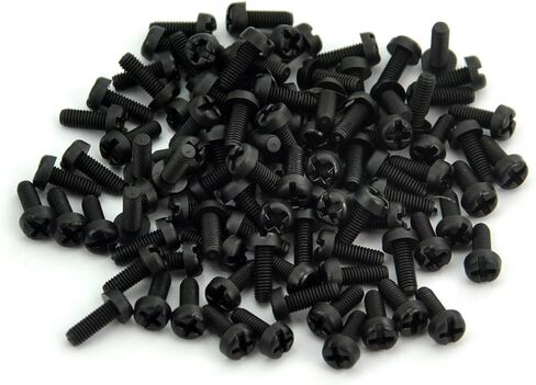 إلكترونيات-صالون 100 قطعة M3 × 8 مم مسمار ماكينة نايلون، أسود، مجموعة محرك مشقوق فيليبس، رأس عموم، متري in Kuwait