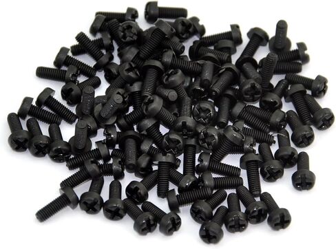 إلكترونيات-صالون 100 قطعة M3 × 8 مم مسمار ماكينة نايلون، أسود، مجموعة محرك مشقوق فيليبس، رأس عموم، متري in Kuwait