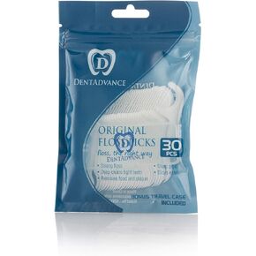 Mint Dental Floss Picks - Premium Angled, Easy Reach Back Teeth | Tooth Flossers | Mint Flavor, Waxed, 30 ct, w/Travel Case… in Saudi Arabia