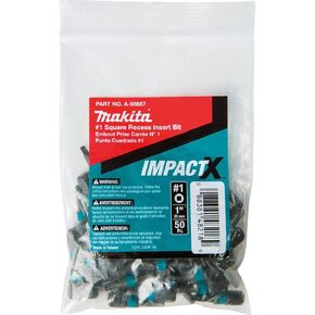 Makita A-96528 Impactx 2 Square Recess 1″ Insert Bit, 50 Pack, Bulk