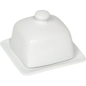 Now Designs Stoneware Square Butter Dish with Lid, Eggshell Blue 4.5 x 4.5 in