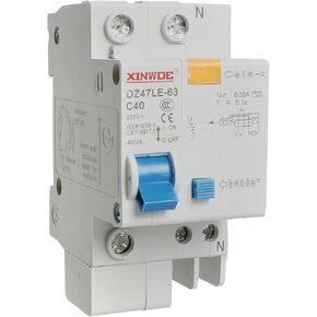 Aopin 1 Poles 20A 230V قاطع دائرة مصغر ذو جهد منخفض DZ47-63 DIN حامل السكك الحديدية، قاطع الدائرة الحالي المتبقي وتسرب الحمل الزائد وحماية الدائرة القصيرة مفتاح الهواء قطعة واحدة