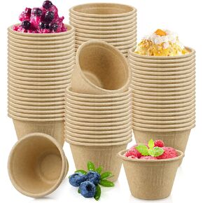 Cmkura 200 Pcs 8 oz Natural Sugarcane Biodegradable Bowls Disposable Paper Bowls Compostable Soup Bowls for Salad,Hot Soup,Pasta and Dessert