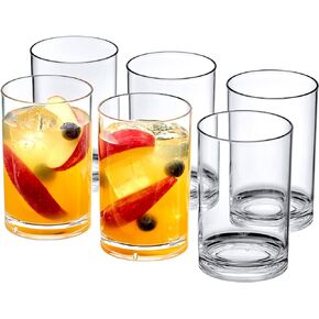 Amazing Abby - Probity - 10-Ounce Plastic Tumblers (Set of 6), Plastic Drinking Glasses, All-Clear Reusable Plastic Cups, BPA-Free, Shatter-Proof, Dishwasher-Safe