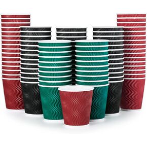 MUCHII 12 oz Paper Coffee Cups, 120 Count Multicolor Disposable Coffee Cups, Insulated Ripple Paper Hot Coffee Cups for Coffee Tea Hot Chocolate in Saudi Arabia
