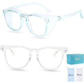 Feaglo Safety Glasses, Anti Fog Safety Goggles for Women Men, Blue Light Blocking Stylish Eye Protection Glasses Side Shield