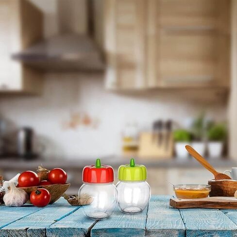 شاكر التوابل مثقوب الأعلى لجبنة البارميزان والفلفل وملح كوشير وبرطمان زجاجي مع غطاء فلفل لطيف، آمن للاستخدام في غسالة الأطباق - 200 مل - مجموعة من 2 in Kuwait