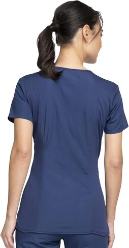 V-Neck Womens Scrubs Top Workwear Originals with Rib-Knit Back Panels Plus Size WW645, 4XL, Navy in Saudi Arabia