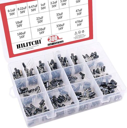 Hilitchi 15 Kinds Values 300pcs 0.1uF－470uF Range Electrolytic Capacitors Assortment Kit (50V and 16V) in Saudi Arabia
