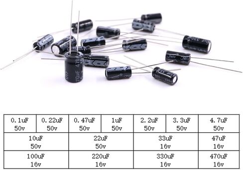 Hilitchi 15 Kinds Values 300pcs 0.1uF－470uF Range Electrolytic Capacitors Assortment Kit (50V and 16V) in Saudi Arabia