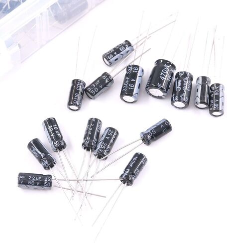 Hilitchi 15 Kinds Values 300pcs 0.1uF－470uF Range Electrolytic Capacitors Assortment Kit (50V and 16V) in Saudi Arabia