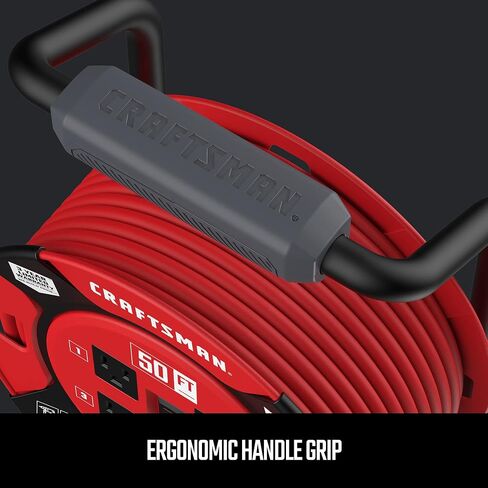 CRAFTSMAN Retractable Extension Cord Reel 1 Ft. With 4 Outlets, Cable Management & Heavy Duty 14AWG SJTW Cable in Kuwait