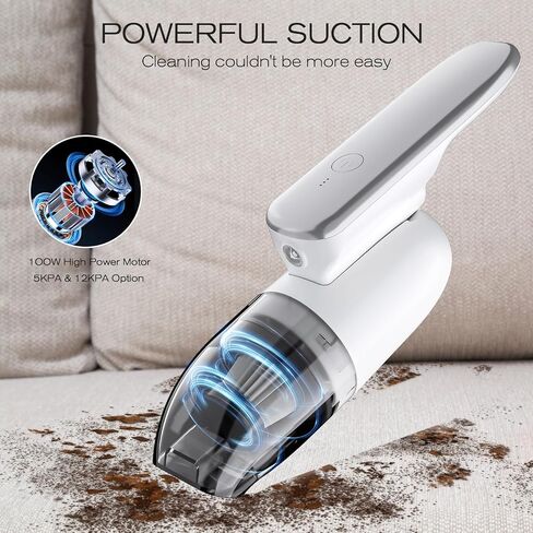 RUCUIAPE Handheld Vacuum, Car Vacuum Cleaner High Power, 12Kpa Suction Car Vacuum Portable with LED Light, Mini Handheld Vacuum Cordless for Home, Office and Car in Saudi Arabia
