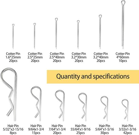 مجموعة متنوعة من 250 قطعة من دبابيس كوتر، بما في ذلك 110 قطعة من دبابيس شعر كوتر، و140 قطعة من مشابك كوتر على شكل حرف R، ودبابيس كوتر شديدة التحمل، مجموعة تثبيت دبابيس الشعر الزنبركية للوصلة، وجزازة العشب، والشاحنة in Kuwait