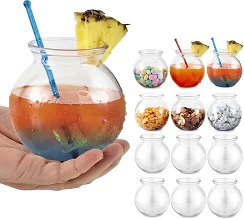 Small Round Plastic Fish Bowls for Parties (3 Pack) 16 oz Clear Mini Drink Bowl, Shatterproof Fishbowl Glasses for Drinks, Centerpieces, Decorations, Goldfish Pond Carnival Game, Centerpiece Vases in Saudi Arabia