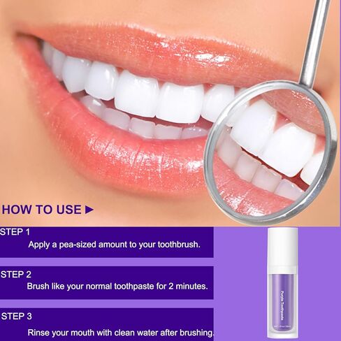 مجموعة تبييض الأسنان، معجون أسنان أرجواني لتبييض الأسنان، إزالة بقع الأسنان، معزز تبييض الأسنان، مصحح لون الأسنان (معجون أسنان أرجواني) in Kuwait