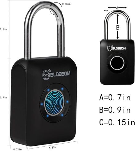 بلوسوم قفل ببصمة الاصبع، اقفال ذكية قابلة لاعادة الشحن بمنفذ USB بدون مفتاح، قفل محمول بدون مفتاح للخزانة وشنطة الظهر وشنطة السفر والخزانة مع بطارية 60mAh in Kuwait