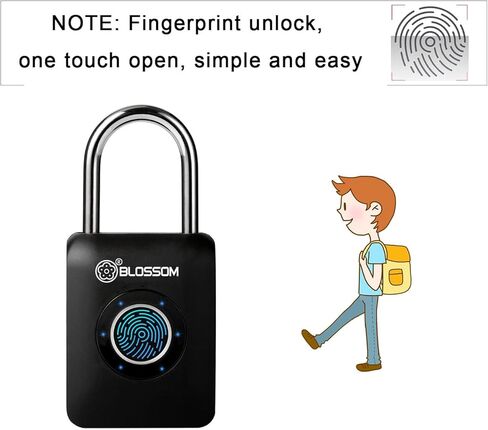 بلوسوم قفل ببصمة الاصبع، اقفال ذكية قابلة لاعادة الشحن بمنفذ USB بدون مفتاح، قفل محمول بدون مفتاح للخزانة وشنطة الظهر وشنطة السفر والخزانة مع بطارية 60mAh in Kuwait