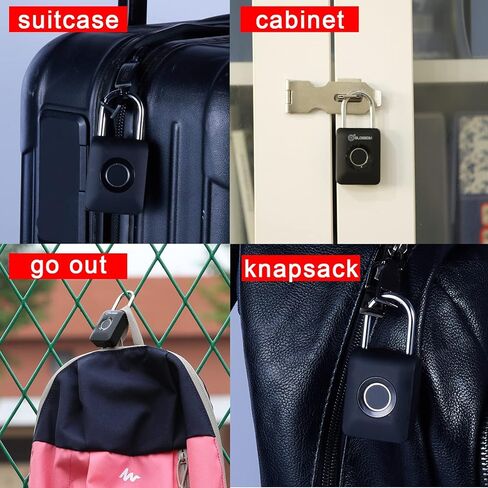 بلوسوم قفل ببصمة الاصبع، اقفال ذكية قابلة لاعادة الشحن بمنفذ USB بدون مفتاح، قفل محمول بدون مفتاح للخزانة وشنطة الظهر وشنطة السفر والخزانة مع بطارية 60mAh in Kuwait