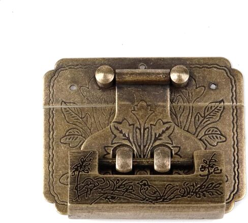 مجموعة واحدة من مزلاج قفل ذهبي عتيق مع مفتاح من تيغول، صندوق نحاسي عتيق مزخرف بمشبك، مع براغي تثبيت in Kuwait