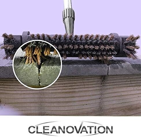 فرشاة تنظيف سطح السفينة مقاس 53 بوصة مقبض تلسكوبي 2 في 1 فرشاة تنظيف الفناء ذات شعيرات خشنة لتنظيف فناء سطح السفينة in Kuwait
