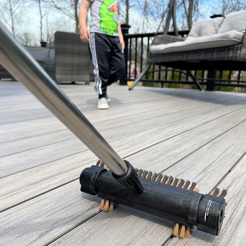 فرشاة تنظيف سطح السفينة مقاس 53 بوصة مقبض تلسكوبي 2 في 1 فرشاة تنظيف الفناء ذات شعيرات خشنة لتنظيف فناء سطح السفينة in Kuwait