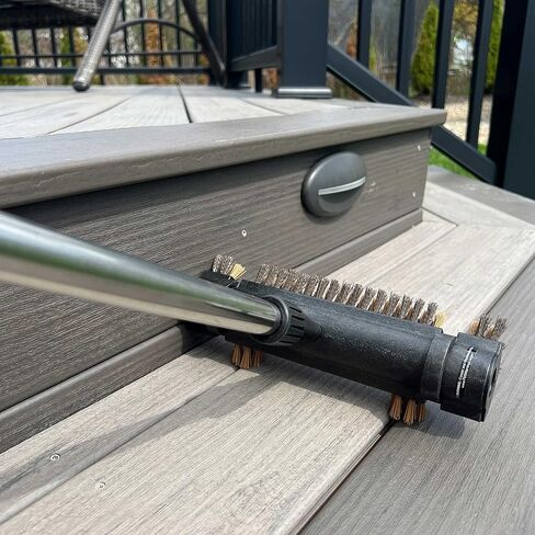 فرشاة تنظيف سطح السفينة مقاس 53 بوصة مقبض تلسكوبي 2 في 1 فرشاة تنظيف الفناء ذات شعيرات خشنة لتنظيف فناء سطح السفينة in Kuwait