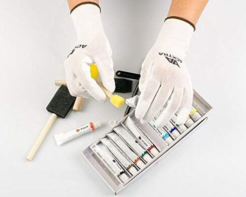 ACKTRA Ultra-Thin PU Safety WORK GLOVES 12 Pairs, WG002 Black/Black, Large in Kuwait