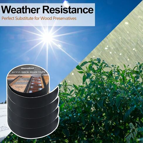 4 Rolls Joist Tape for Decking 1-5/8 Inch x 50 Feet Deck Flashing Tape Joist Protection Tape Butyl Joist Tape for Joists and Beams, Preservative Waterproof Deck Joist Tape, Black in Saudi Arabia