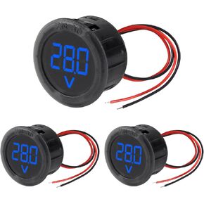 XIITIA 3pcs DC 4-100V LED Digital Display Circular Two-Wire Voltmeter DC Digital Voltmeter Head Display Reverse Connection Protection(Blue) in Saudi Arabia