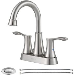 PARLOS Swivel Spout 2-Handle Lavatory Faucet Bathroom Sink Faucet with Metal Pop-up Drain and Faucet Supply Lines, Brushed Gold, 1.2 GPM