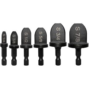 SeonFook 6 PCS Swaging Tool Drill Bit Set 1/4-Inch Hex Shank HVAC Tool Copper Pipe Flaring Bits Portable Tube Expander Drill Bit Repairing Kit (1/4'', 3/8'', 1/2'', 5/8'', 3/4'', 7/8'')