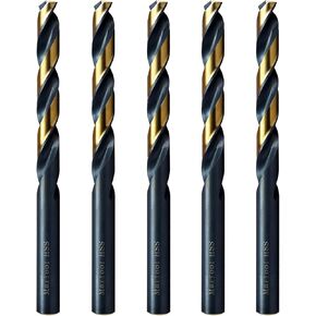 MAXTOOL Letter L 5 قطع مثاقب بطول Jobber متطابقة قطر 0.290 بوصة HSS M2 لقم ثقب ملتوية بالكامل أرضية سوداء برونزية مستقيمة؛ JBL02H10RLP5 in Saudi Arabia