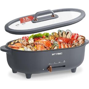 HYTRIC 3.5L Hot Pot Electric for Cooking, Shabu Shabu Pot with Nonstick Coating, Multifunction Electric Pot with Power Control for Noodles, Sauté, Electric Cooker with Glass Lid for Party, BPA-FREE in Kuwait