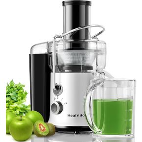 650W 3 Speeds Juicer Machines Vegetable and Fruit, Healnitor Centrifugal Juice Extractor with Wide 3" Feed Chute, Easy to Clean, BPA-Free Compact Centrifugal Juice Maker, White in Kuwait