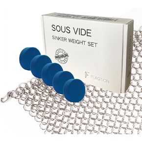 FLAGTION Sous Vide, Set of - 1.5 Pounds Food Grade Stainless Steel Sous Vide Mesh Net & 5 Silicone Coated Magnets for Sous Vide Cooking, Premium Sous Vide Accessory Kit to Avoid Undercooked Food in Kuwait