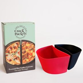 CROCKPOCKETS® 6-Quart Slow Cooker 2 Pc. Dividers Set, Reusable Silicone Inserts, Non-Stick and Leak Resistant, BPA Free, Dishwasher Safe + FREE COOKBOOK