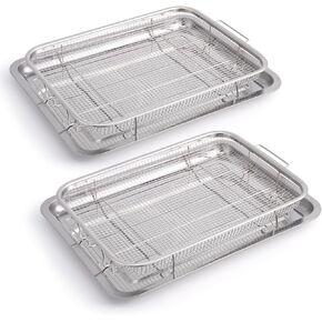 Air Fryer Basket for Oven, 2 Pack Stainless Steel Crisper Basket & Tray in Kuwait