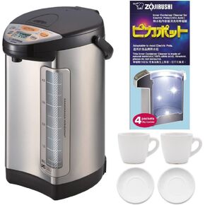 غلاية مياه وسخان مياه هجينة Zojirushi CD-CC50 VE (169 أونصة، بني داكن) مع مجموعة أكواب وصحون و4 عوامل إزالة الترسبات (3 عناصر) in Kuwait