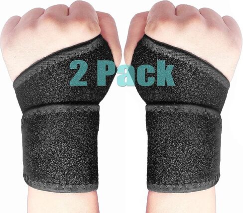 قطعتان من دعامة دعم المعصم، حزام معصم قابل للتعديل للياقة البدنية، رفع الأثقال، التهاب الأوتار، التهاب مفاصل النفق الرسغي، تخفيف آلام المفاصل، التهاب أوتار المعصم (أسود) in Kuwait