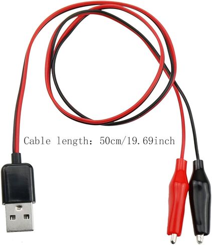 سلك اختبار مشابك التمساح ZZHXSM 50 سم/19.69 بوصة مشبك تمساح مزدوج إلى كابل موصل USB ذكر سلك اختبار نحاسي لاختبار الدائرة، سلك اختبار مشبك التمساح النحاسي مع موصل USB ذكر in Kuwait