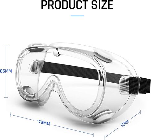 Safety Goggles Medical Goggles Fit Over Eyeglasses Anti-Fog Safety Glasses Clear Lab Goggles chemistry Protective Eyewear ANSI Z87.1 in Kuwait