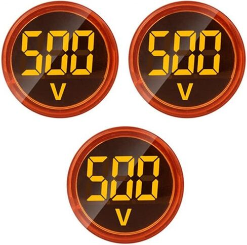 Szliyands 3pcs Digital Display AC Voltage Indicator, 22mm Round Head LED Voltage Tester AC50~500V Voltmeter Monitor (Yellow) in Saudi Arabia